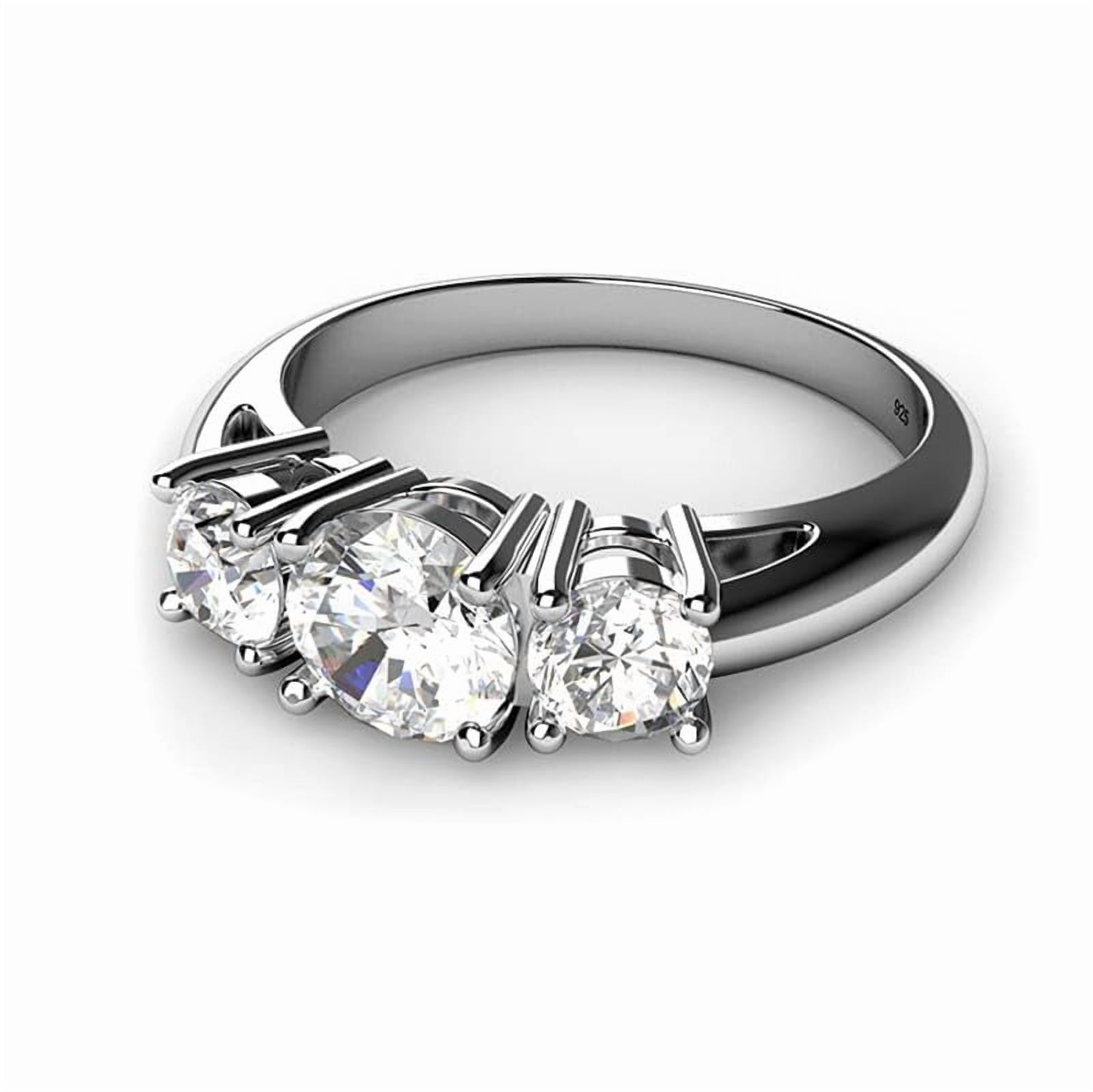 925 Sterling Silver 3-Stone White Cubic Zirconia CZ Women Engagement Ring, Wedding, Anniversary, Gift For Her