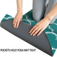 thumbnail image 3 of Teal Geometric Quatrefoil Pattern Hot Yoga Mat Towel Non Slip for Hot Yoga - Quick-Drying Yoga Mat Cover with 4 Corner Pockets with Travel Bag - Hot Yoga Towel Non Slip 70"x26", 3 of 6