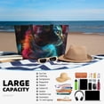 thumbnail image 5 of Honeii Neon Spectrum Cat Portrait for Tote Bag with Adjustable Strap,Beach Bag, Waterproof Sandproof Beach Tote Bag, Large Capacity Foldable Beach Bags, 5 of 7