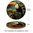 thumbnail image 3 of Toucan 6 Pack Round Coasters, Microfiber Leather Drink Coasters Set of 6, 11x11 cm/4.3x4.3 Inches Absorbent Coasters for Drinks Tables Dining Table Décor, 3 of 6