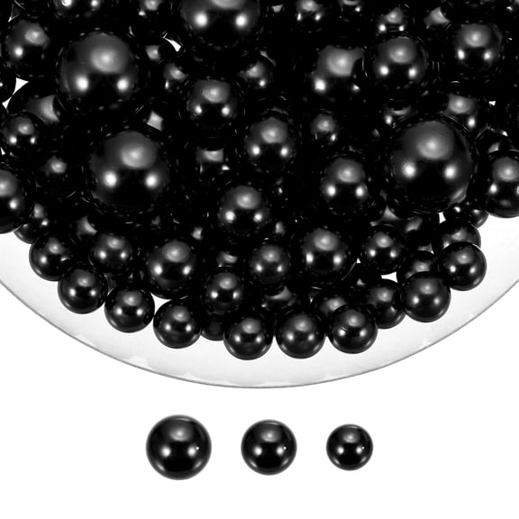 Uxcell 150 Pcs Pearl Bead for Vase Filler, 20/14/10mm Faux Pearl Floating Beads Makeup NO Hole for Candles Centerpieces Table Scatter Wedding Home Decoration(Black)