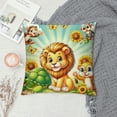 thumbnail image 2 of Leisuo Cartoon Throw Pillow Cushion Cover, Relaxing in Flowers Nature Butterfly Lion King Graphic, Decorative Square Accent Pillow Case, Orange Blue Yellow, 2 of 5