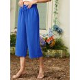 thumbnail image 3 of Cueply Womens Capri Pants Casual Loose Cropped Pants Summer Wide Leg Palazzo Capris with Drawstring Pockets, 3 of 7