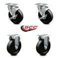 thumbnail image 2 of 5 Inch Soft Rubber Wheel Swivel Top Plate Caster Set with 2 Brake 2 Rigid SCC, 2 of 2