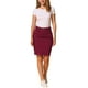 thumbnail image 2 of Falda de mezclilla INSPIRE CHIC para mujer, casual, desgastada, hasta la rodilla, en rojo profundo, 2 of 6