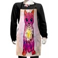 thumbnail image 1 of Cat Kids Apron, Geometrc Digital Color Robot Cat with Technologic Patterns Little Retro Art, Boys Girls Apron Bib with Adjustable Ties for Cooking Baking Painting, Pink Fuchsia, by Ambesonne, 1 of 2