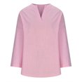 thumbnail image 4 of Babysbule Women's Shirts Womens Spring And Summer V-Neck Long Sleeve Solid Loose Casual Cotton, 4 of 5