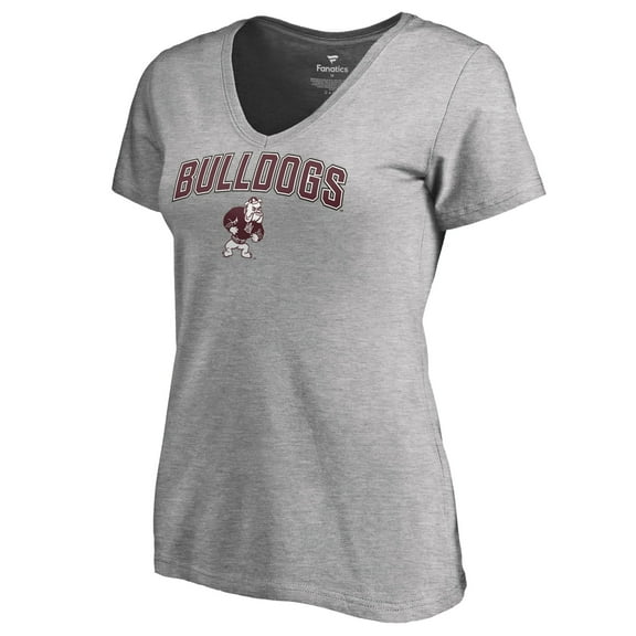 Women's Heather Gray Alabama A&M Bulldogs Proud Mascot V-Neck T-Shirt