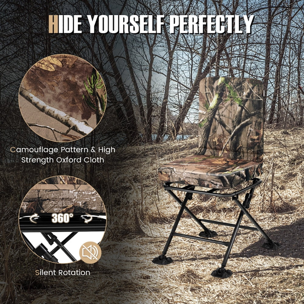 Aimee Lii Swivel Folding Chair with Backrest and Padded Cushion, Portable Chairs for Adults, Comfy Outdoor Chair, Camouflage
