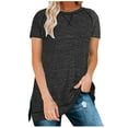 thumbnail image 2 of ClodeEU Women Summer Short Sleeve Crewneck Tshirts with Side Split ,Loose Fit Tunic Shirts Black,Womens Plus S, 2 of 5