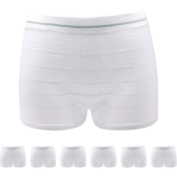 Seamless Mesh Postpartum Underwear Natural C-Section Delivery Post Surgical Recovery Disposable Women's Panties White-6pack X-Large