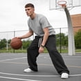 thumbnail image 5 of Mens Sweatpants Baggy Loose Fit Raw Hem Pants Casual Drawstring Pants Y2K Wide Leg Stretchy Pants with Pockets, 5 of 8