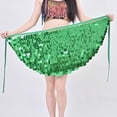 thumbnail image 4 of Xfvqtps Woman Sequin Dance Skirt Triangular Belt Belly Dancing Waist Towel Waist Chain Hip Towel Performance Skirt Green, 4 of 7