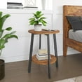 thumbnail image 3 of Side Table Set of 2, Small Round End Table with Storage Shelf for Small Space, 2-Tier Bedside Table Sofa Couch Table, Nighstands Set of 2 Accent Table for Living Room, Bedroom, Rustic Brown, 3 of 14