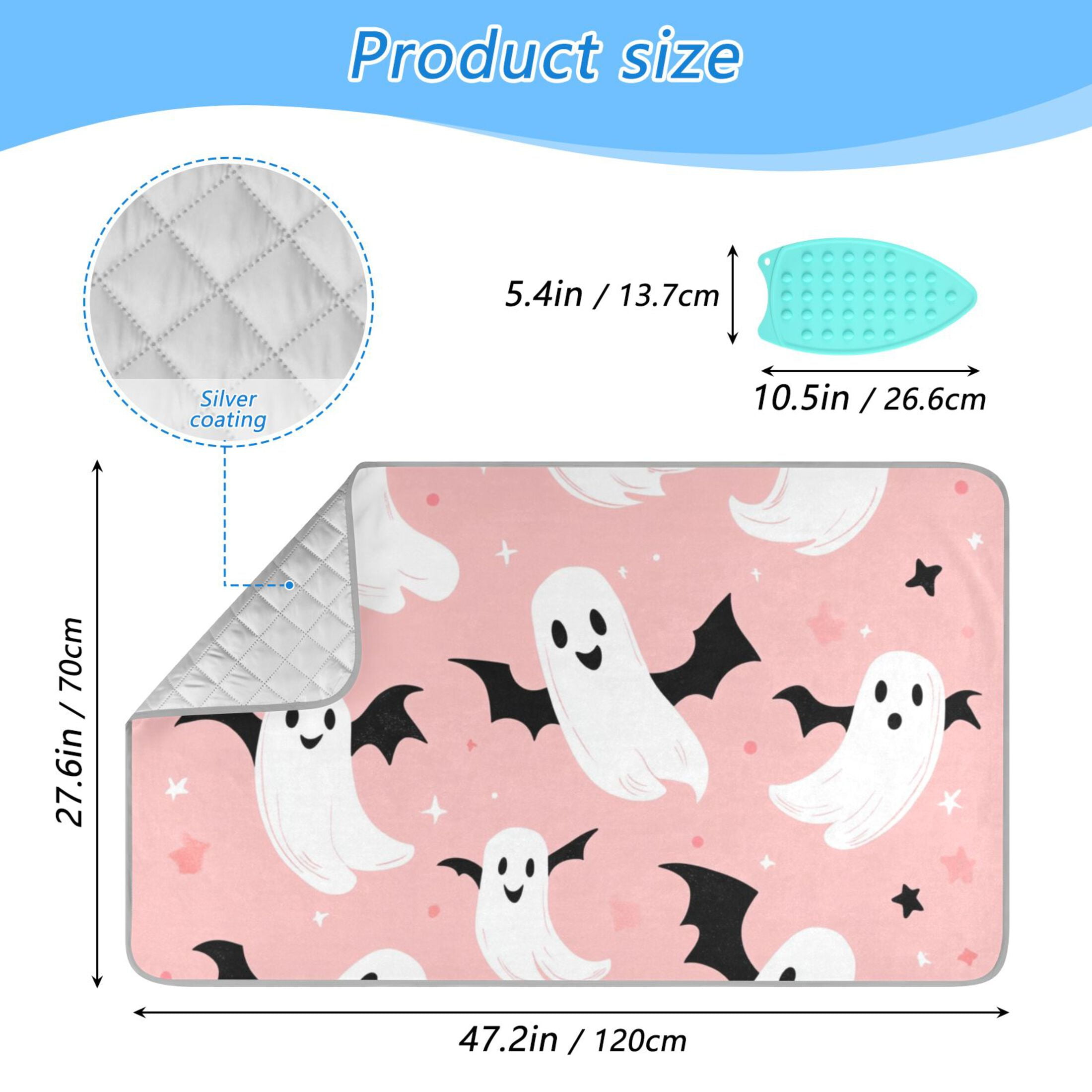 Ghosts and Stars Ironing Board Covers Heat Resistant Ironing Pad Mat Portable for Travel Washer Dryer Table