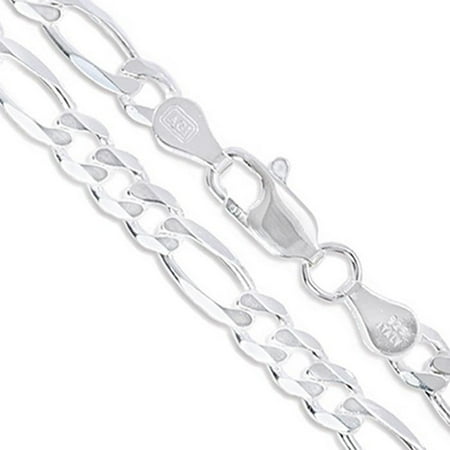 - Men's 12.3mm Solid .925 Sterling Silver Flat Figaro Chain Link Italy Bracelet 8