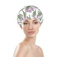 thumbnail image 2 of Tulips Flowers Light Purple Shower Cap, Reusable Bath Hair Hat for all Hair Lengths Hair Cover with Elastic Band Double Waterproof Layers Bathing Hat, 2 of 5