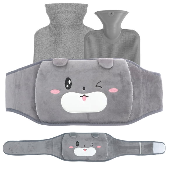 Hot Water Bottle 1L Hot Water Bag with Cloth Cover Winter Warm Hot Water Bag Leak-proof Hot Water Pouch for Pain Relief Natural Warm Compress Heat Therapy