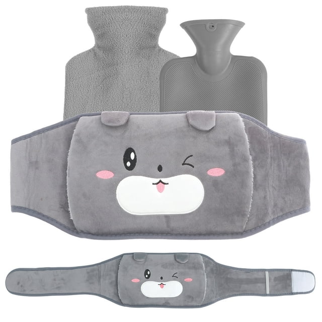 Hot Water Bottle 1L Hot Water Bag with Cloth Cover Winter Warm Hot Water Bag Leak-proof Hot Water Pouch for Pain Relief Natural Warm Compress Heat Therapy