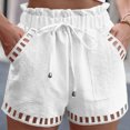thumbnail image 2 of XuJwPNcy Womens Shorts Casual Drawstring Elastic Waist Wide Leg Shorts Lightweight Cutout Beach Shorts with Pockets, 2 of 4