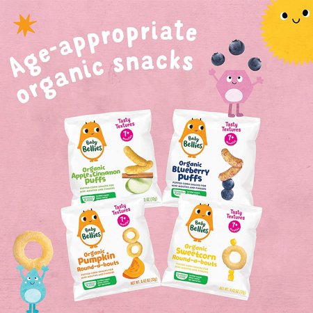 LITTLE BELLIES ORGANIC BLUEBERRY PUFFS SNACK, 0.42 OZ BAG