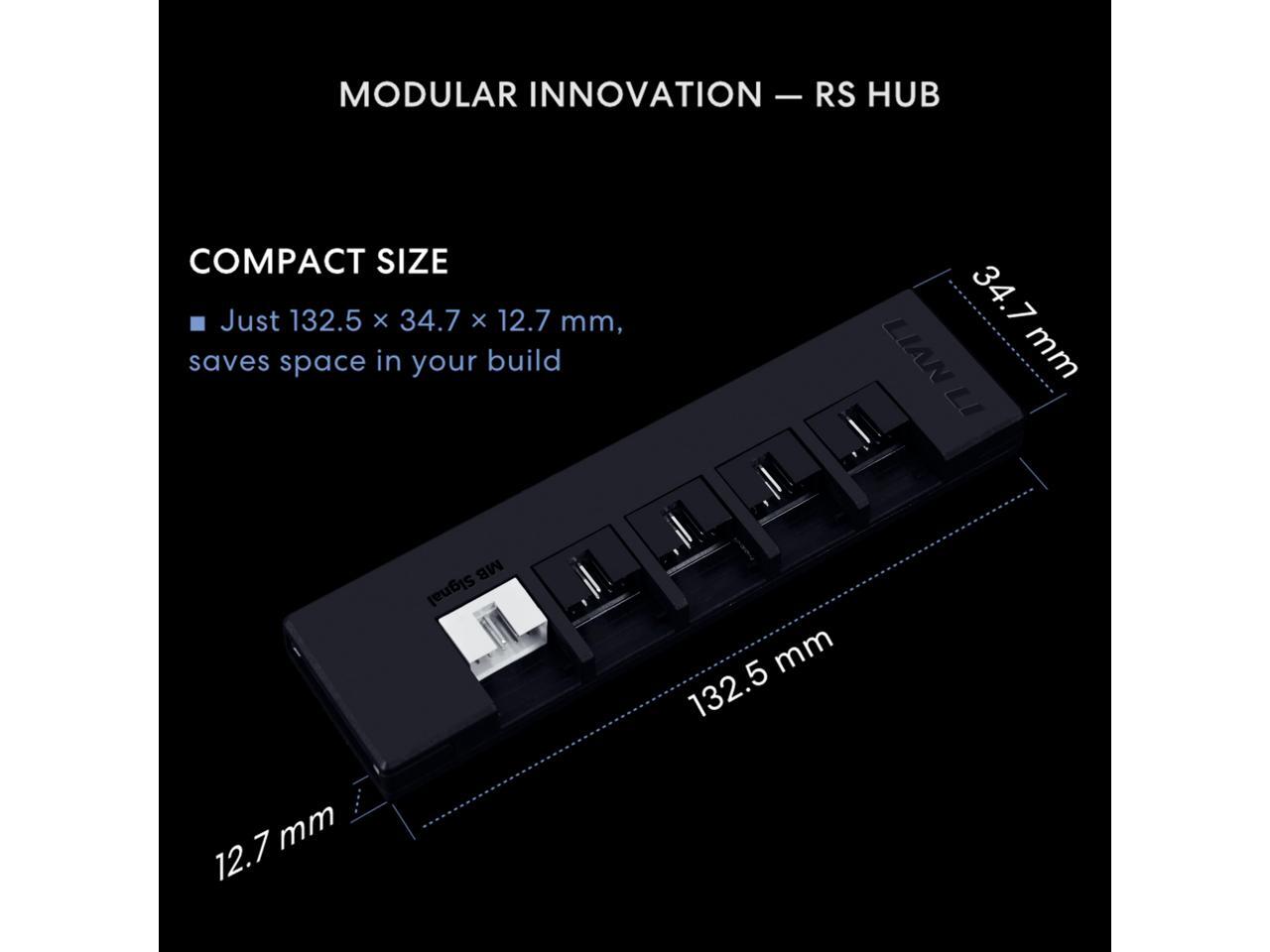 Lian Li RS 1200W Rotational Shift Fully Modular ATX Power Supply (W/ USB Fan Hub) 90° AC Inlet, Cybenetics Platinum, 80+ Gold, ATX 3.1, PCIe 5.1, 12V-2×6 Cable, 10 Year Warranty, Black (RS1200G.BH)