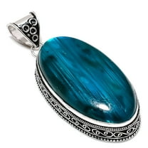 Natural Blue Labradorite Gemstone 925 Sterling Silver Gift Pendant 2.64"