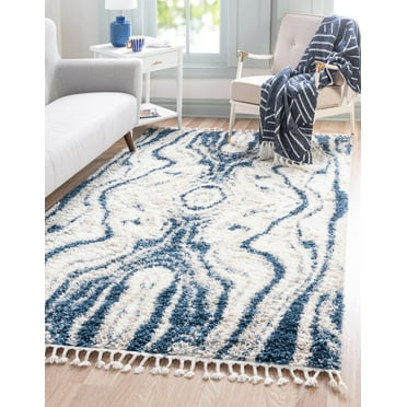 Rugs.com Athena Shag Collection Rug – 2' 2 x 3' Blue Shag Rug Perfect For Entryways, Kitchens, Breakfast Nooks, Accent Pieces