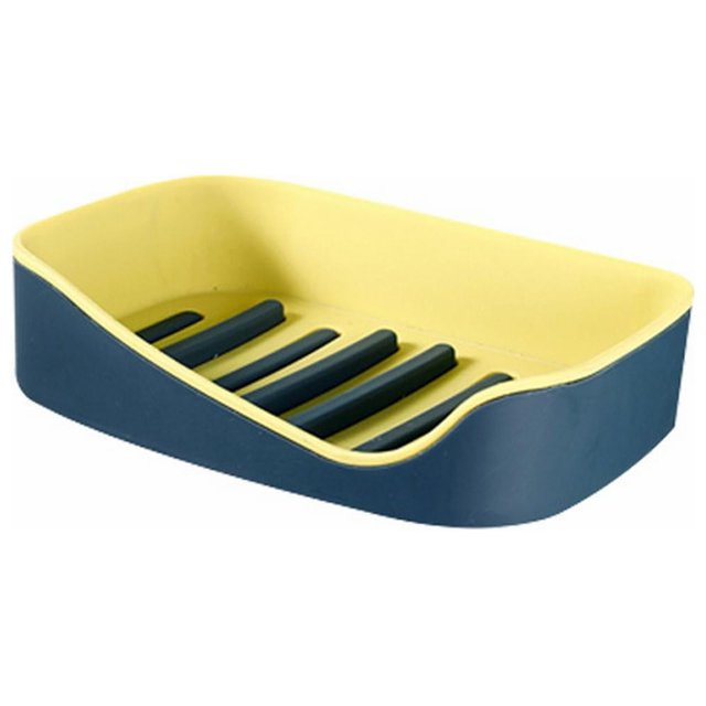 Oleegame 1PC Spoon And Lid Rest Soap Dish Shower Wall Mounted Soap Rack Bathroom Tub Drain Soap Dish Soap Dish Tray Box Kitchen Sink Counter Soap Dish Blue