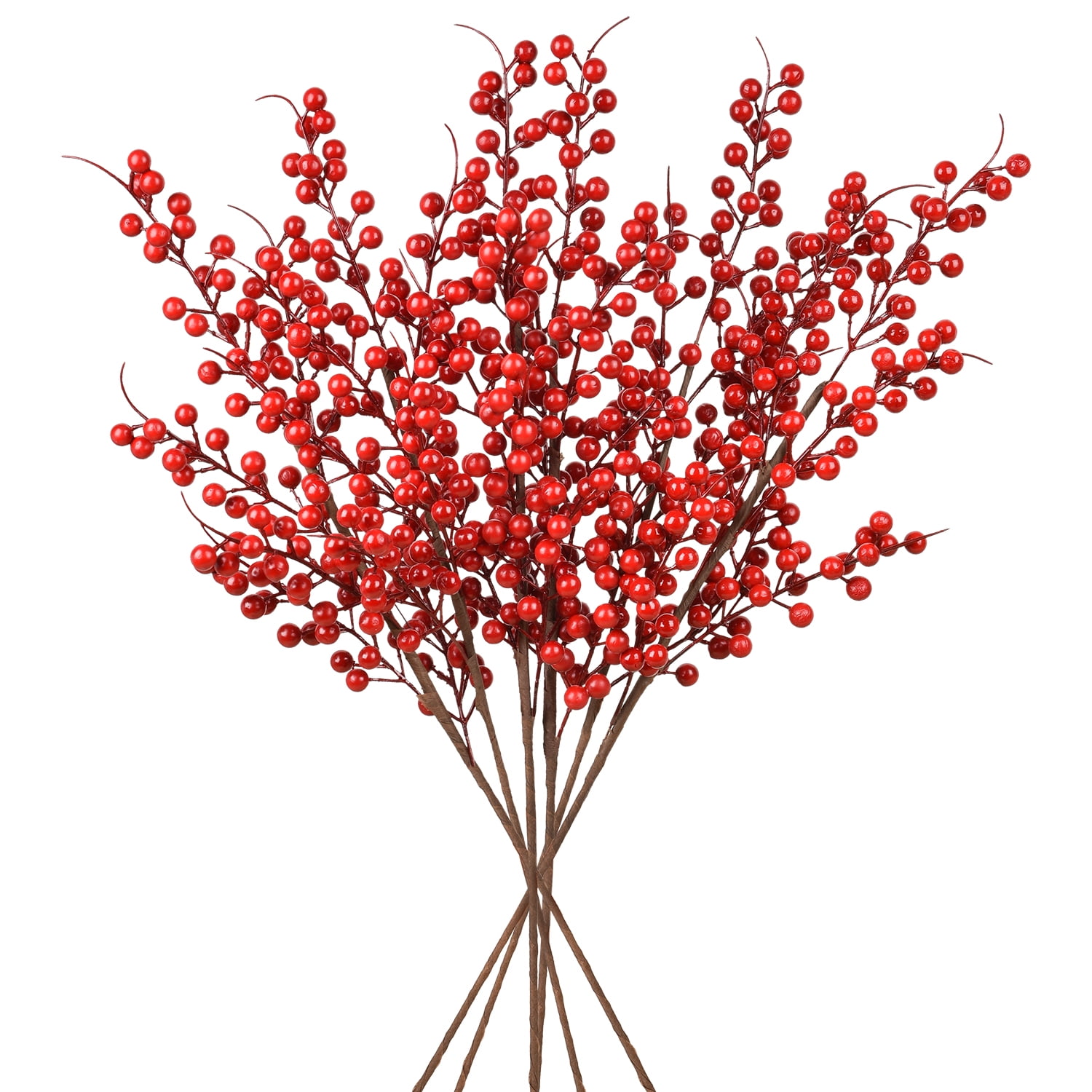 Gomaty 4 Pieces Artificial Red Berries Stem, 25inch Holly Berry