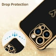 thumbnail image 4 of Compatible with iPhone 14 Pro Case for Women Cute Luxury Love Heart Pattern Design Full Camera Protection Soft TPU Reinforced Corners Protective Plating Edge Phone Case 6.1 in 2022 - Black, 4 of 12