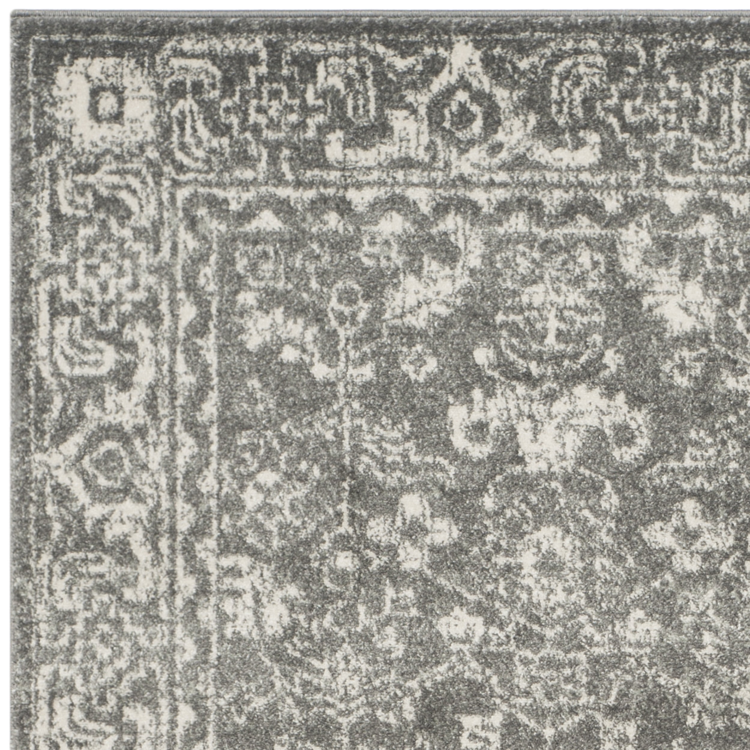 SAFAVIEH Evoke Denica Traditional Bordered Runner Rug, Grey/Ivory, 2'2" x 13'