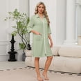 thumbnail image 2 of Robes for Women Zipper Lightweight 3/4 Sleeve Summer Bathrobes for Women Zipper Front Knee Length Plus Size Bathrobe Nightgown with Pockets Light Green XXXL, 2 of 6