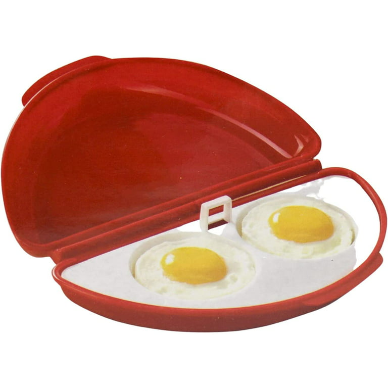 Microwave Omelet Maker + Egg Poacher All In One Dish On The Go Quick N Easy  Breakfast BPA Free Plastic, Red