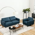 thumbnail image 3 of Gymax 2 Pieces Living Room Sofa Set Modern Fabric Sofa Couch & Accent Chair Set Navy, 3 of 10
