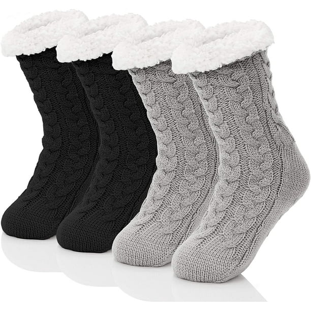 Womens Slipper Socks with Grippers Cozy Women Slipper Socks Fleece Lined Slipper  Socks for Women with Grippers 