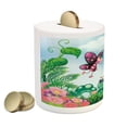 thumbnail image 2 of Garden Piggy Bank, Gardening Theme Illustration of Butterfly Ladybug Worm Flowers and Grass, Ceramic Coin Bank Money Box for Cash Saving, 3.6" X 3.2", Jade Green Fern Green, by Ambesonne, 2 of 4
