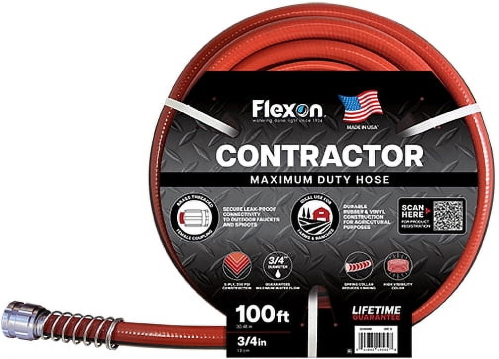 (2 pack) Flexon 3/4IN 100FT Contractor Garden Hose