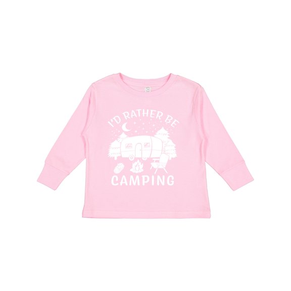 Inktastic I'd Rather Be Camping Boys or Girls Long Sleeve Toddler T-Shirt