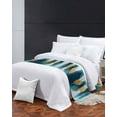 thumbnail image 3 of Xipuska Abstract Teal Gold Bed Runners for King Size Bed, Decorative Bed Throws for Foot of Bed, Green White Wall Art Textured Bed Runner Sofa Throw Bedding Scarf Protector Slipcover/Hotel, 3 of 6