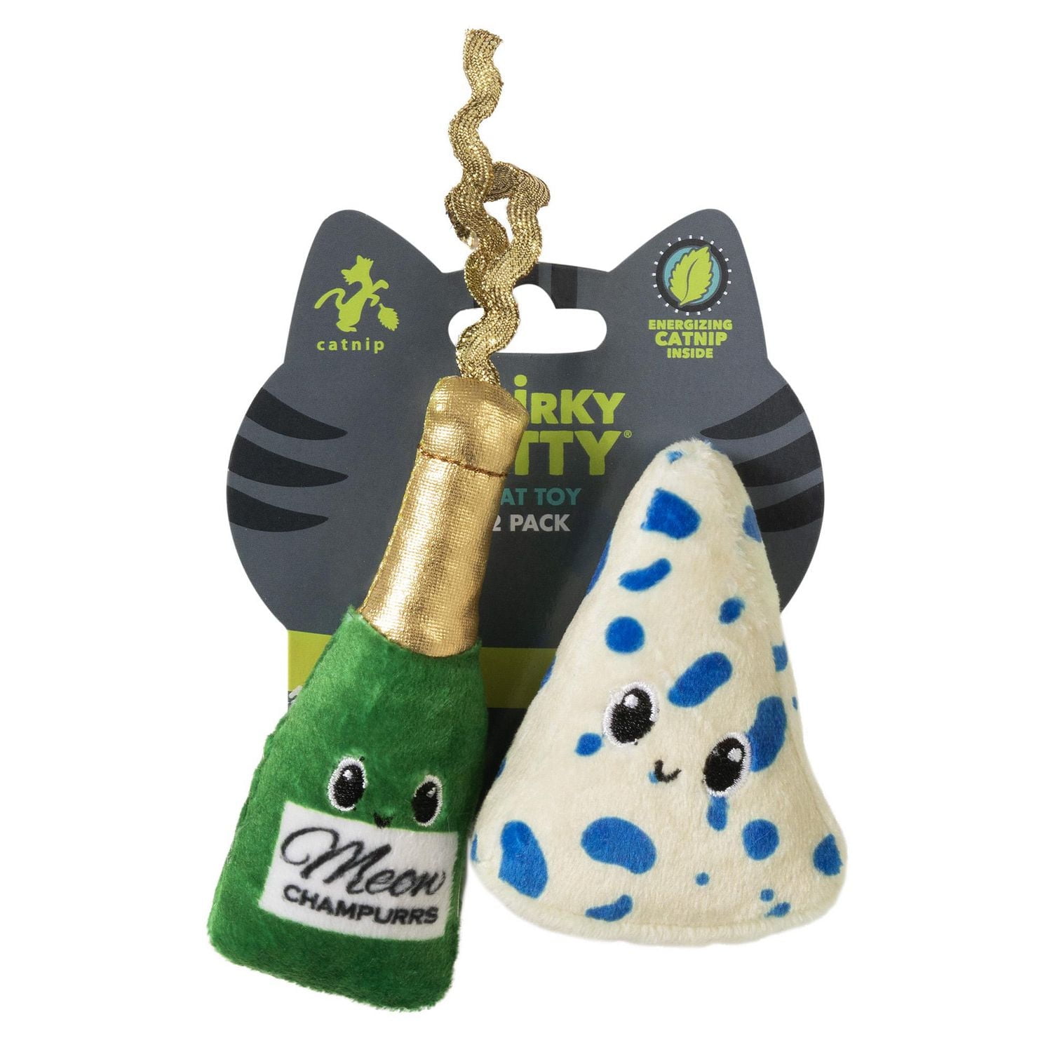 Quirky Kitty Wine & Cheese Plush Catnip 2 pack Cat Toy