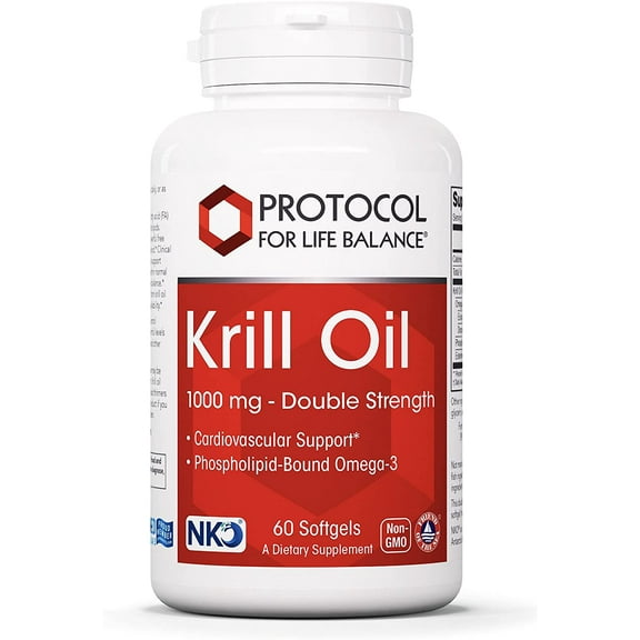 Protocol Krill Oil 1,000mg - Omega-3 - Heart, Brain, Joint - 60 Softgels