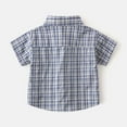 thumbnail image 4 of TAIAOJING Boys Casual Short Sleeve Shirt Summer Plaid Print Tops For Toddler Kids Comfortable Breathable School Outfits Sets Cute 1-2Y, 4 of 8