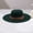 Dark Green, variant on Women's Wide Brim Wool Tweed Cowboy Hat, Riveted Leather Strap Oval Warm Fedora, Unisex Fall Winter Outdoor Fashion Hat Red One Size