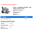 thumbnail image 2 of Starter - Compatible with 2009 - 2010 Dodge Journey 3.5L V6, 2 of 2