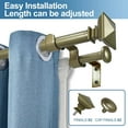 thumbnail image 2 of Urbanest Adjustable Double Curtain Rod Set Metal with Decorative Square Urn Finials, Heavy-Duty, 2 of 6