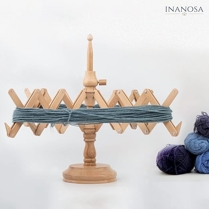Inanosa Wooden Table Top Yarn Swift - Wooden Crocheting and Knitting Craft Accessories - Best Gift from Craft Supplies for Crochet Lovers - Beechwood (Swift)