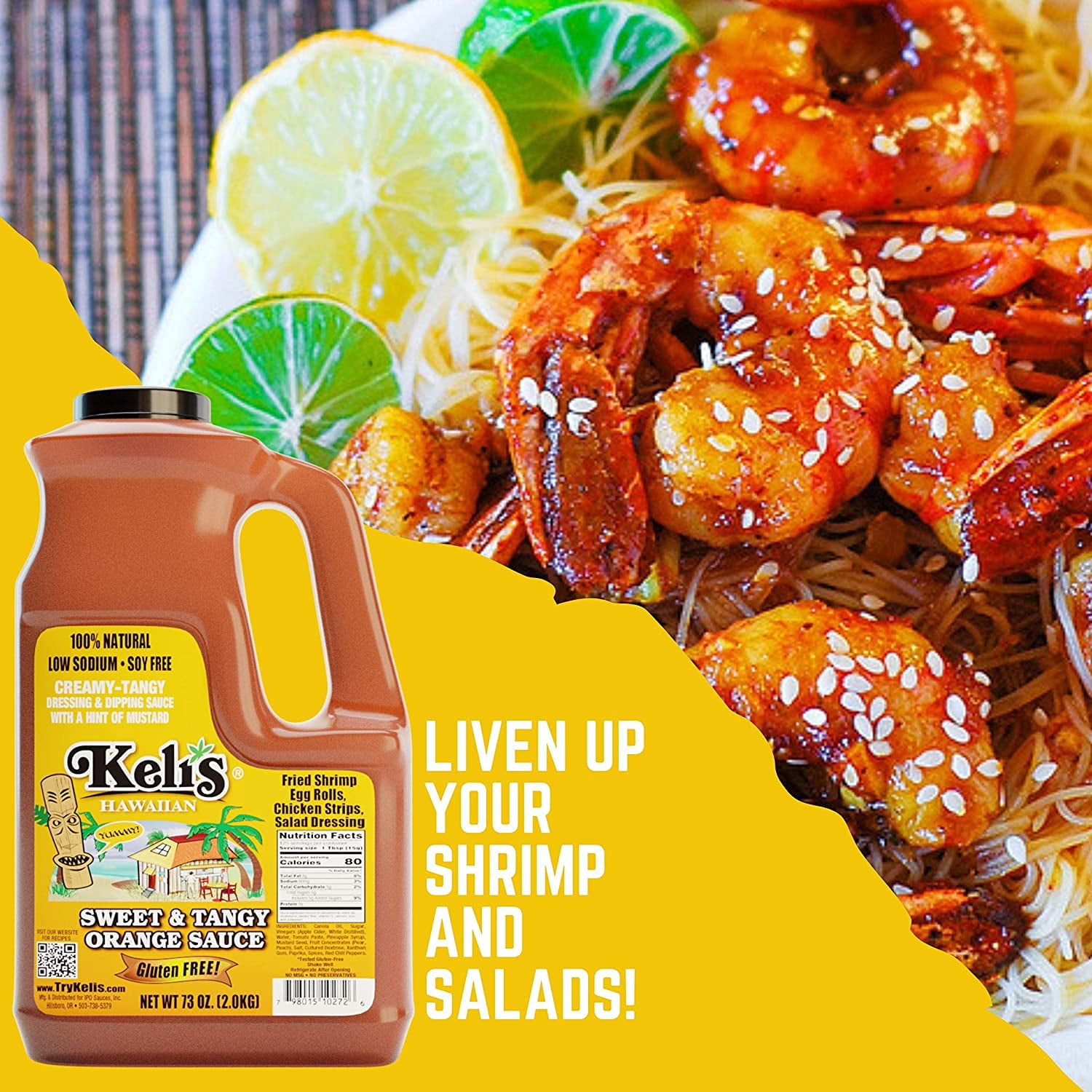 Keli's Sweet & Tangy Orange Sauce,Vegan Polynesian Sweet & Sour, Soy Free Creamy Salad Dressing, Glazing and Dipping Sauce with a hint of Mustard. All Natural, Gluten Free & No Preservatives. (72oz)
