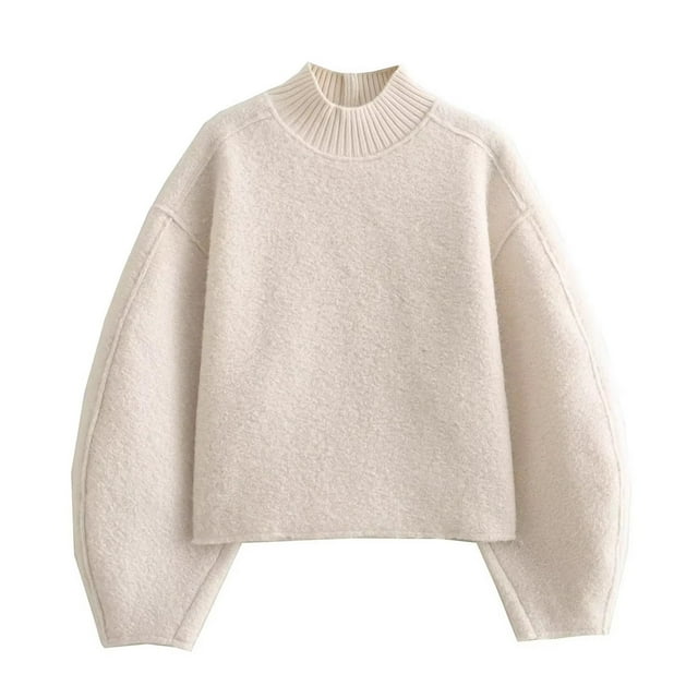 Timegard Chandails en Molleton pour Femmes Manches Longues Polaire Chaud Col Roulé Chandail Automne Hiver Hauts en Laine Duveteux