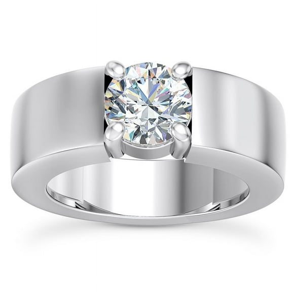 Kiva Jewel 1.54 Ct Round Cut Lab Created Diamond Band - 14K White Gold Plated Engagement Anniversary Band for Women - Classic Solitaire Diamond Band - A Stunning Addition to Her Jewelry Collection